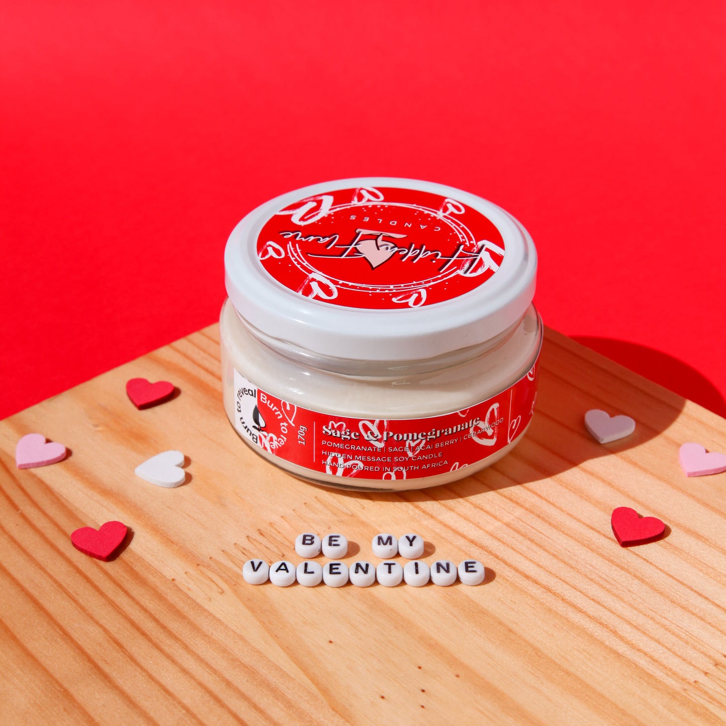 "Be My Valentine" Love Heart Candle